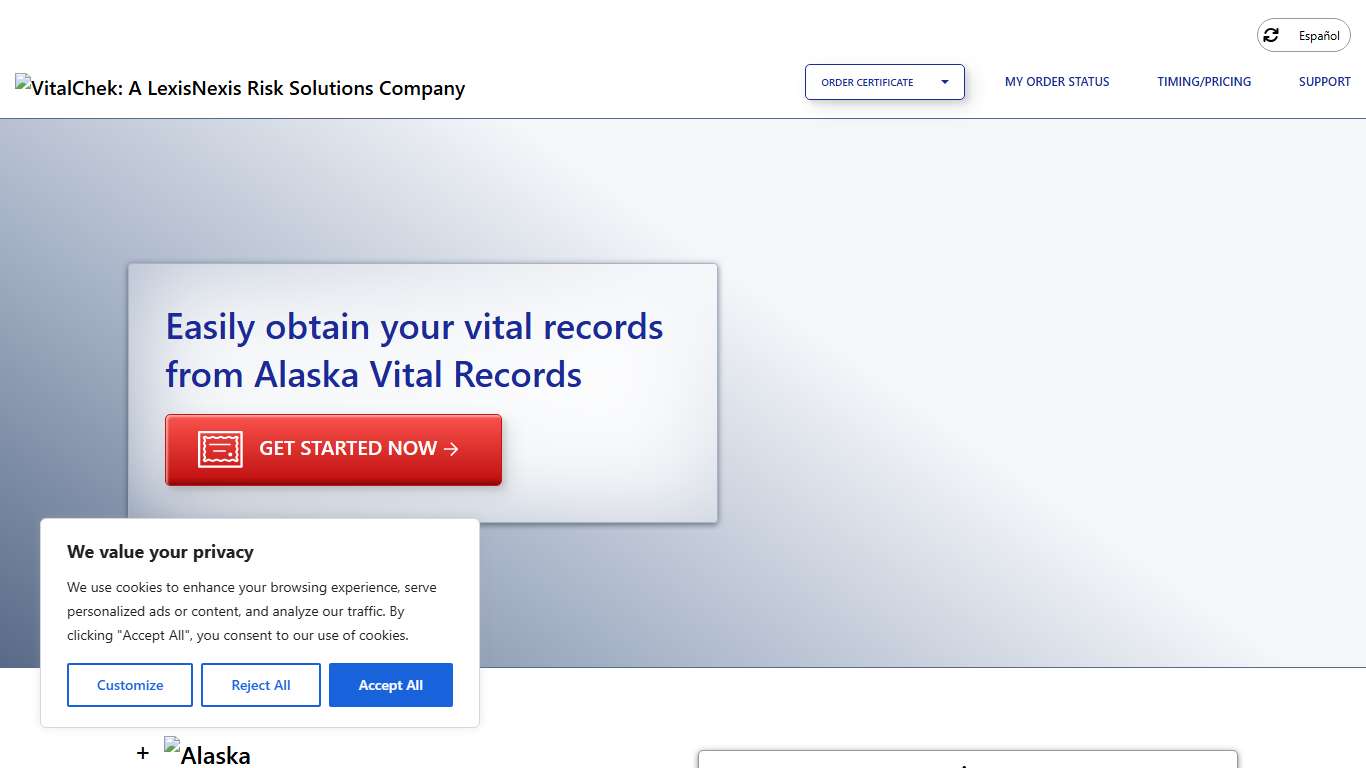 Alaska Vital Records (AK) Order Certificates - VitalChek